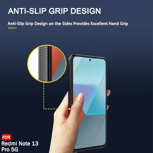 Image of TheGiftKart Liquid Silicon Back Cover Case for Mi Redmi Note 13 PRO 5G | Shockproof Military Grade Protection | Micro-Fibre Cloth On Inner Side | Anti-Slip Grip Redmi Note 13 Pro Cover (TPU, Black)