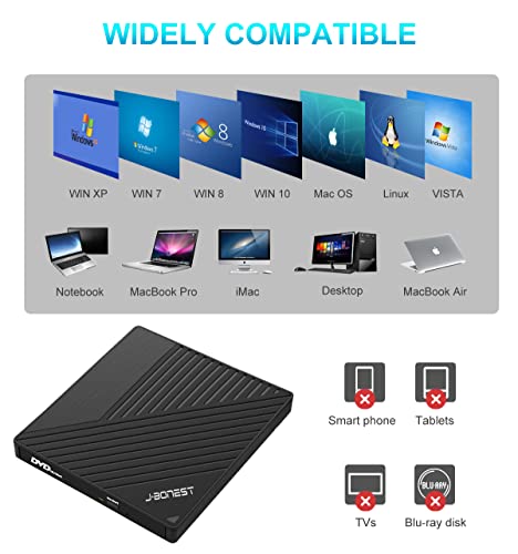 Externes CD DVD Laufwerk USB 3.0 Typ-C, CD DVD Laufwerk Extern mit SD/TF-Kartenleser Portable CD DVD RW Brenner,Schnelle… – Bild 5