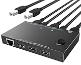 ✅ 【HDMI-Switch mit 100-M-Ethernet-Anschluss ausgestattet】 Wenn Sie eine Netzwerkverbindung für Ihren Computer bereitstellen müssen, stecken Sie das Netzwerkkabel direkt in den Netzwerkanschluss des KVM. Bietet Ihnen eine Netzwerkverbindung von bis zu 100 Mio.
