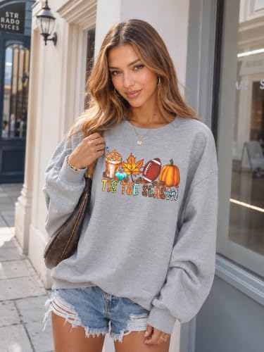 Tis The Season Fall Sweatshirt Women Thanksgiving Pumpkin Football Pullover — view 2