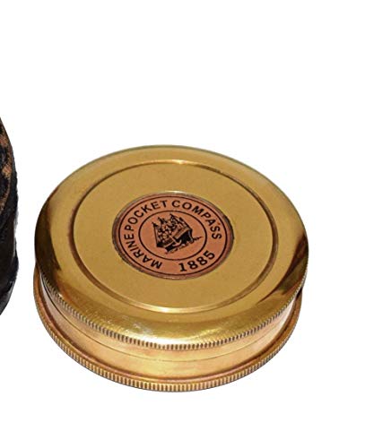 Brújula de bolsillo Marine con poema Robert Frost y estuche de cuero miniatura 5