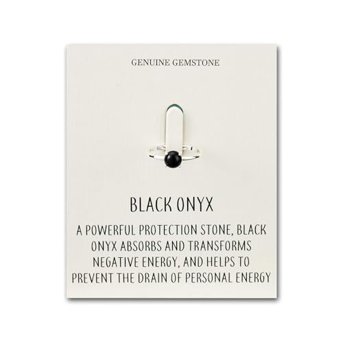 Philip Jones Anillo ajustable de ónix negro con tarjeta de cotización