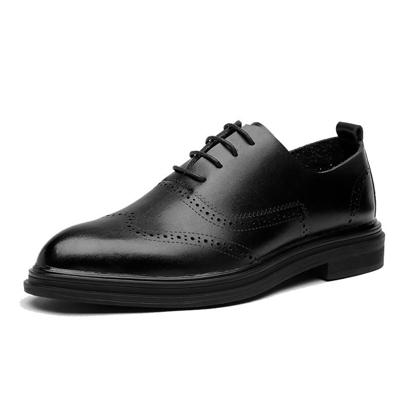 Mens Low Heel Derby Oxfords Dress Shoes, Round Toe Lace-up Business Derby Classic Tuxedo Shoes