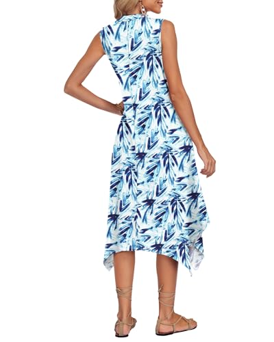 Image of AUSELILY Summer Dresses for Women 2026 Casual Sleeveless Sundress Asymmetrical Hem Tank Midi Dress with Pockets
