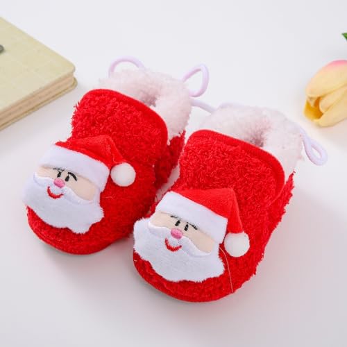 Girls Shoes Big Kid Infant Christmas Booties Soft Baby Santa Winter Warm Fleece Slippers Toddler School Shoes3