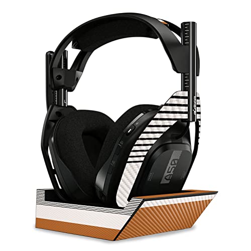 Image of MightySkins Carbon Fiber Skin Compatible with Astro A50 Wireless Headphones + Base Station (Gen 4) - Neutral Stripes | Protective, Durable Textured Carbon Fiber Finish | Easy to Apply