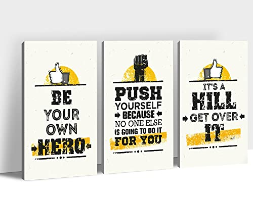 Office Wall Art - 3 Panel Motivational Canvas, Inspirational Quotes for Home Decor, Positive Entrepreneur Words Poster Frame for Company, 12"x18"x3Pcs