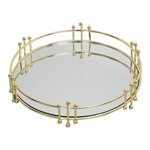 wueiooskj Organisateur de bibelots rond pour une solution de rangement élégante pour bijoux et cosmétiques, miroir mural, présentoir table en miroir, Doré, 25.8 x 5.9 cm