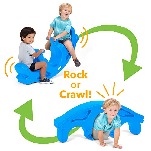 Image of Simplay3 Rock and Roll Teeter Totter Seesaw - Rocking Fun for Two Toddlers or Kids Ages 18 Months to 5 Yrs- Sapphire, Made in USA
