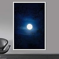 Framed Canvas Wall Art Moon Astronomy & Space Bedroom Colorful Contemporary Moon Multicolor Photography - 16x24 inches