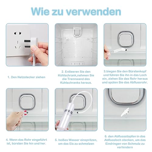 Foto von Bomtop Kühlschrank Reinigungsset, Kühlschrank Abfluss Reinigung, Kühlschrankbürsten Reinigungsbürste Flexible Rohrreinigungsspirale Schnelle Reinigung für Entblocken Abflusslöchern Kühlschränke