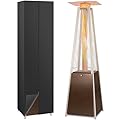 Hykolity 48000 BTU Pyramid Patio Heater, Outdoor Propane Heaters with Wheels and Cover, Glass Tube Propane Patio Heater for Backyard, Garden, Porch and Pool, Bronze
