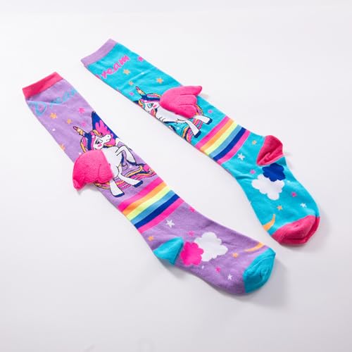 7-12 Year Old Kids Girls Knee High Socks Little Girls Cute Crazy Funny Animal Pattern Long Boot Socks with 3D Wings2