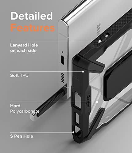 Ringke Fusion-X Stand Compatible with Samsung Galaxy S22 Ultra 5G Case (2022), Kickstand Clear Back Shockproof Enhanced Side Protective Bumper Phone Cover - Black