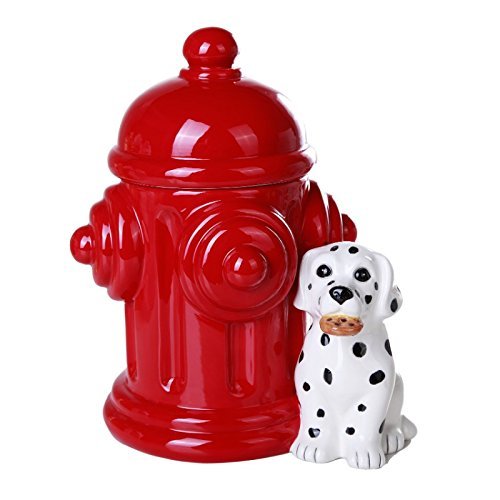 Pacific Giftware Firehouse Dalmatians and Fire Hydrant Ceramic Cookie Jar Kitchen Counter Decor