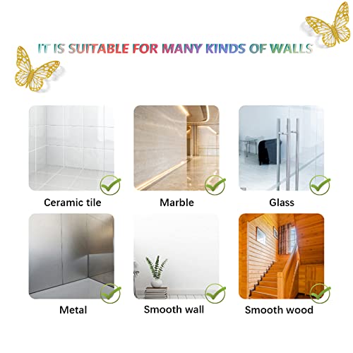 Saoropeb 3D Gold Butterfly Wall Decor 72Pcs 3 Sizes 3 Styles Butterfly Party Decorations Cake Decorations Removable Stickers Wall Decor Room Mural Metallic Kids Bedroom Nursery Classroom Wedding Decor Birthday Decor Paper Butterflies #TOP7