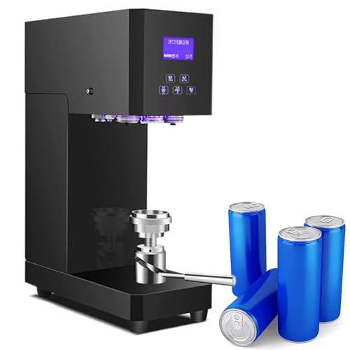 GESAIDES Selladora Automática de latas, Selladora de Vasos Eléctrica, Selladora de Bebidas con Panel Inteligente con Pantalla LED, para Cafeterías, Bares y Tiendas de Bebidas.,Black