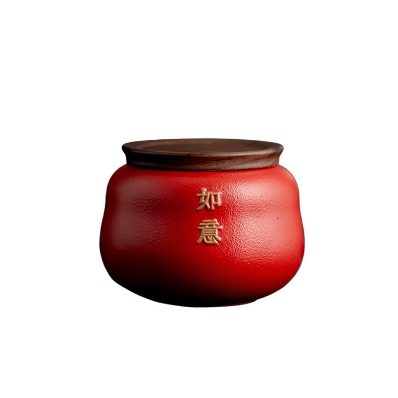 Pojemniki na herbatę na herbatę sypką Persimmon Ruyi Wysokiej klasy pokrywka z drewna orzechowego Ceramiczny mały słoik Herbata ślubna Pu'er Czerwone, zielone i białe opakowanie Zamknięte