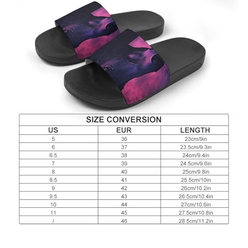 Fantasy Horse Purple Camouflage Men's Bathroom Slippers Shower Indoor Home Beach Outdoor Shoes for Women2