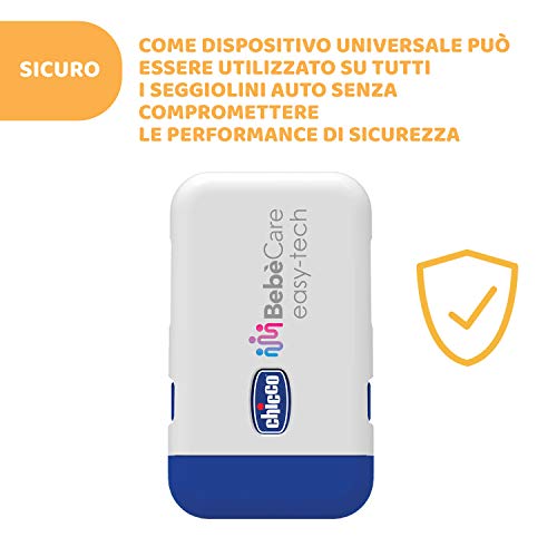 Chicco Bebècare Easy-Tech Dispositivo Anti Abbandono Universale Per Seggiolino Auto, Bianco Blu, ‎16 x 11 x 2.5 cm, 60 grammi