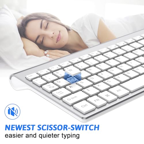 Image of cimetech Wireless Keyboard and Mouse, 2.4G USB Portable Ergonomic Keyboard Mouse Combo with Ultra-Thin Design, Compact Full Size Slim Keyboard for Mac, Windows, Laptop, Computer - Silver