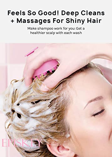 Image of QIQI Scalp Massager Brush for Hair & Shampoo | Relaxing Head Massager with Soft Silicone Bristles | Deep Cleansing & Anti-Dandruff Tool for Men & Women(PINK 35)