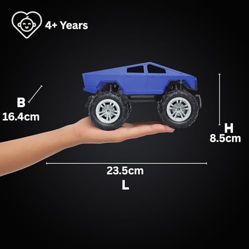 Image of Popsugar Off Roader Rechargeable Remote Control Car | RC Car Monster Truck | 4 Headlight Modes | Lithium Battery | C-Type Charging | 2.4GHz Remote Controller | Made in India,Blue