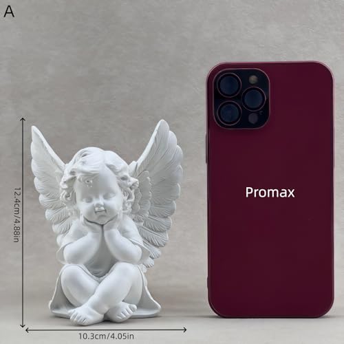 Figura Decorativa Ángel Blanco Resina 4.05x3.62x4.88 in miniatura 2