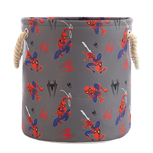 Image of Marvel Spiderman 3-Piece Toy Storage Basket Set - Nesting Fabric Bins with Rope Handles, Multi-Size Organizer for Kids' Toys, Clothes & Accessories, Bedroom or Playroom Decor