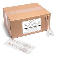 Candy Envy - White Cafe Sugar Sticks Mini Rock Candy - 100 Bulk Individually Wrapped White Treats - Original Sugar Flavored Drink Stirrers