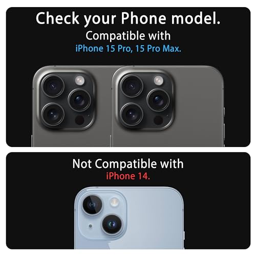 Image of ArmourPro Premium Camera Lens Protector Tempered Glass Compatible For iPhone 15 Pro max and iPhone 15 Pro Tough HD Individual Aluminum Alloy Lens Ring Cover, Scratch Resistant | Titanium Black