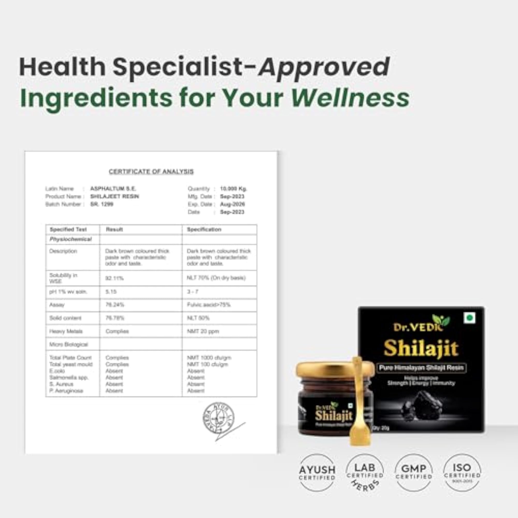 Dr Vedic Pure Himalayan Shilajit 20g, Natural Strength Booster