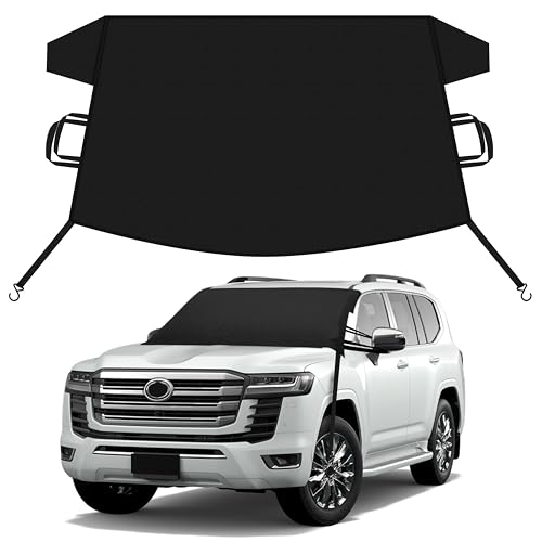 Image of EcoNour Car Snow Cover Compatible for Toyota Landcruiser | Windshield Cover for Ice and Snow with S-Hook Straps | Heavy-Duty 600D Oxford Winter Car Cover, Waterproof & Anti-Slip