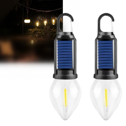 Luz solar recargable con gancho, luces solares para tienda de campaña, linterna LED recargable por USB, bombilla de emergencia portátil impermeable para camping, emergencias (2, C)