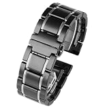 Cinturino in Acciaio e Ceramica Adatto per smartwatch, Orologi al Quarzo e la Maggior Parte degli Orologi da Uomo e da Donna sul Mercato (Nero x Argento 22 mm)