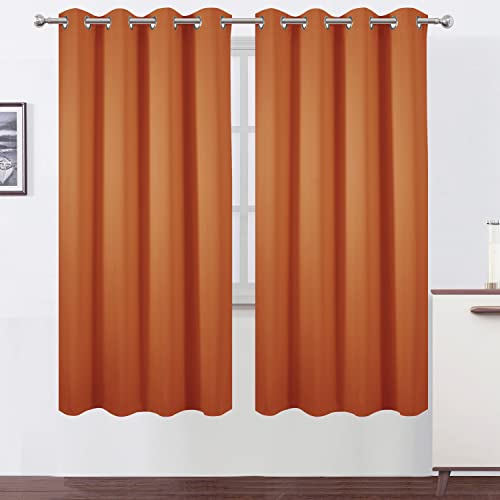 Image of LEMOMO Orange Thermal Blackout Curtains /52 x 72 Inch /Set of 2 Panels Room Darkening Curtains for Bedroom