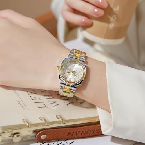 Image of London Fog Salisbury Collection Watch for Women with Geometric Patterned Dial, Crystal Hour Markers Quartz Movement and Stainless Steel Strap - LFW20001