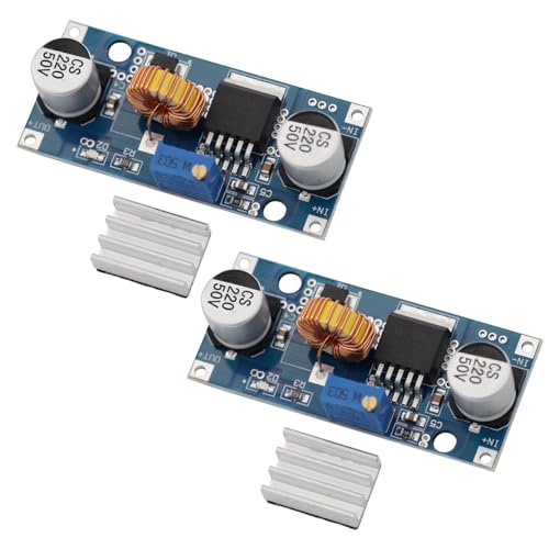 Heevhas 2PCS XL4015 DC-DC Step-down Módulo convertidor reductor 5A ajustable 1,25-36V Módulo reductor Convertidor de moneda alta energía 96% con disipador de calor