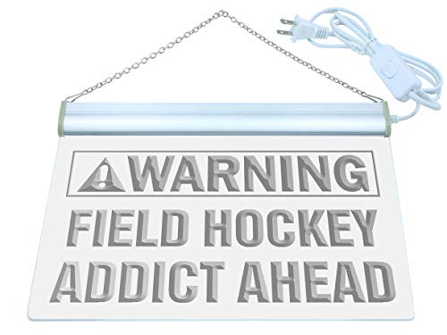 ADVPRO Warning Field Hockey Addict Ahead LED Neon Sign Red 12 x 8.5 Inches st4s32-m906-r