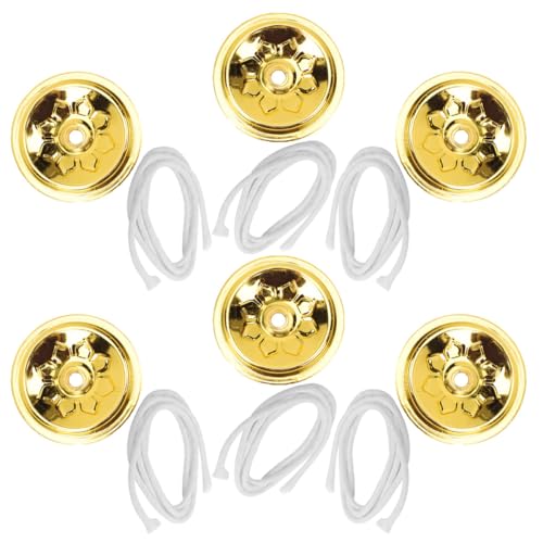 VOSAREA Mèches Flottantes pour Lampe à Huile Lot 6 Mèches Rondes Porte-Mèche en Alliage Longueur Ajustable sans Fumée Adaptées pour Lampes à Pétrole et Lanternes à Huile Usage