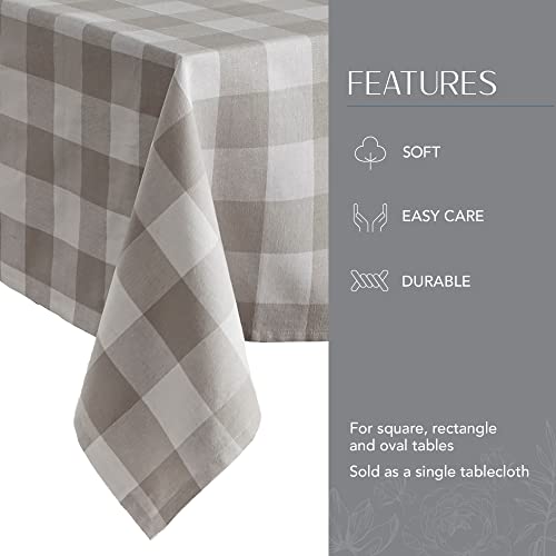 Elrene Home Fashions Farmhouse Living Buffalo-Check Tablecloth, 52" X 52", Gray/White #TOP2