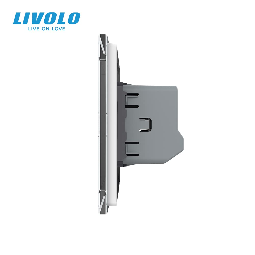 Livolo EU Standard Interrupteur Tcttile Verre de Luxe Panneau de Verre Écran Tactile avec Indicateur LED, Blanc, VL-C702-1-A