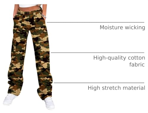 Image of Lepunuo Cargo Pants for Women High Waisted Casual Pants Baggy Stretchy Wide Leg Y2K Streetwear with 6 Pockets