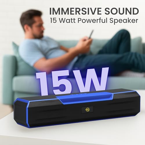 Image of OOGE Vibebox 7000 Bluetooth Speaker, 15W Portable Wireless Speaker with TWS Connection, Type-C Charging, AUX Input, FM Radio, USB & TF Card Support, 8H Playtime (Movie,Music Modes) (Blue)
