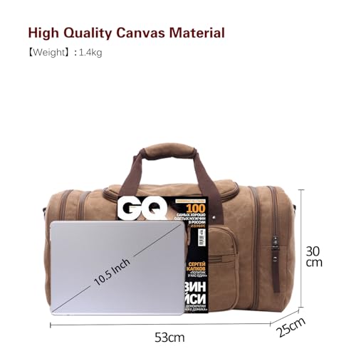 Sac weekend outdoor marron en toile robuste premium - 5