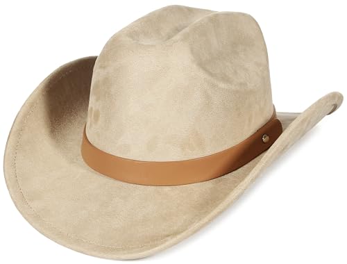 Chapeau de cowboy en daim pour homme et femme look western chapeau cowgirl à large bord EOZY