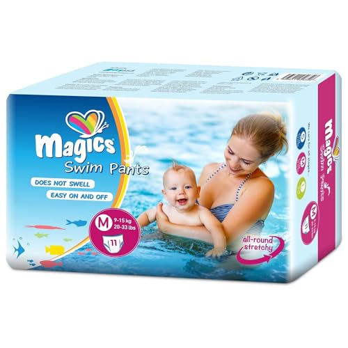 Magics Swim Pants, Pañales Bebé Bañadores Desechables, Talla M (9-15kg), 11 Pañales de Nadar