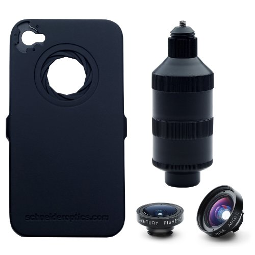 iPro Lens System Wide Duo Kit with Fisheye Lens, Wide Angle Lens, iPhone 4/4S Case and Handle/Lens Case