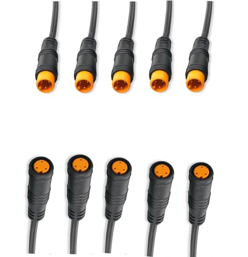 Laisomeke Julet 3Pin Male/Female Waterproof Cable Electric Bike Extension Cable Connector for Light Throttle Ebike Display Ebike Parts Extend (5pack)