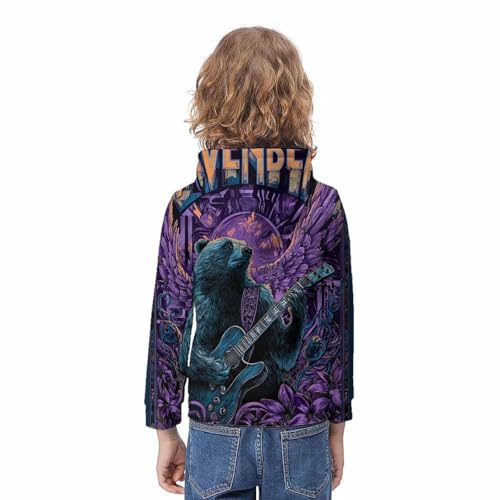 Sweat à capuche imprimé 3D RavenBear pull streetwear ado - 4